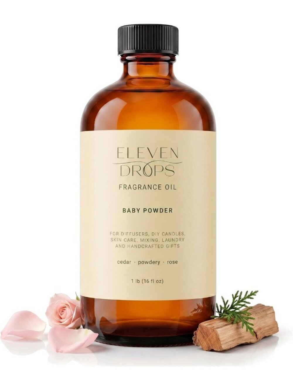 Cedar & Rose Baby Powder Diffuser Oil - 16 oz, Pet Friendly, Cold Air & Reed Use